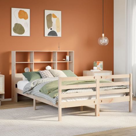 Bookcase Bed without Mattress 150x200 cm King Size Solid Wood Pine vidaXL (1/5)