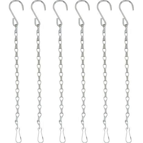 Lot de 6 50cm argent crochets de suspension à double chaîne de suspension réglable pour pots de fleurs, paniers, mangeoires à oiseaux, chaîne de pot (1/5)