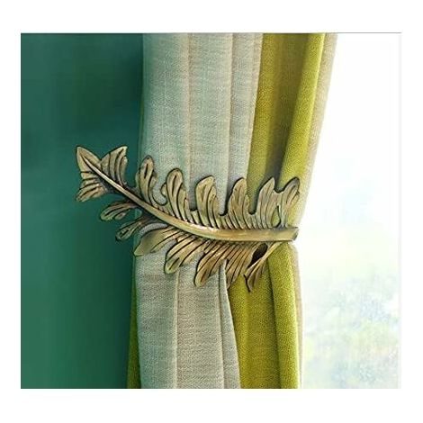 2 pièces de retenue de Rideau Rustique, Grands Crochets d'embrasse de Rideau de Conception de Feuille Vintage, retenue de Rideau décoratif rétro,Bronzo