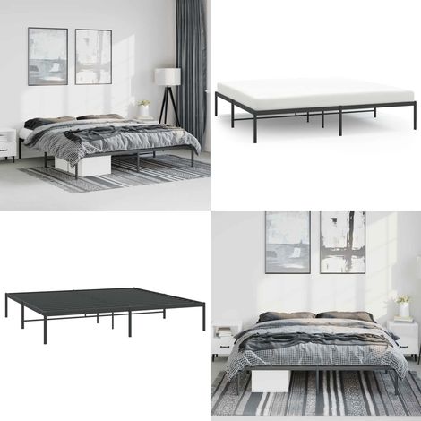 Bettgestell Metall Schwarz 183x213 cm - Metallbettfundament - Doppelbettgestell - Boxspringrahmen - Schlafraumgestaltung - Schlafzimmermöbel - Home & Living