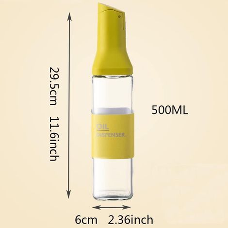 Olivenöl- und Essigspender, leicht zu befüllen und zu reinigen, Gewürzflasche für flüssige Speisen zum Kochen, 500 ml (gelb) (1/5)