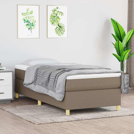 Estructura de cama con somier tela taupe 90x200 cm (1/5)