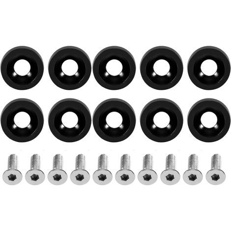Fydun Rondelles et Boulons, Lot de 20 M6 Rondelle de Pare-Chocs en Acier Inoxydable en Aluminium vis 6mm(Noir).. (1/5)