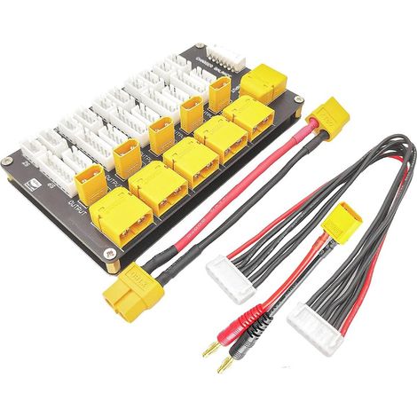Lipo Lot de 5 plaques de Charge parallèle 2 en 1 pour Batterie Lipo XT30 XT60 Prise en Charge de 5 Paquets pour Batterie Lipo 2S-6S (1/5)