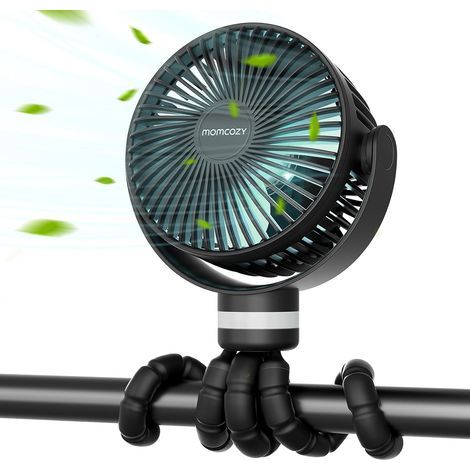 Momcozy 8000 mAh Tragbarer Kinderwagenventilator, 27 Stunden Akkulaufzeit, abnehmbarer Ventilator mit 4 Geschwindigkeitsstufen und 360°-Drehung, Nachtlicht, USB-aufladbar, ideal für Reisen, Sitzgelege (1/5)