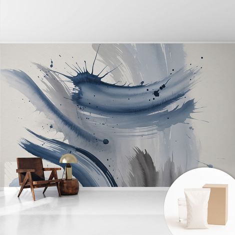 Tapete Vliestapete mit Kleber - trendige Wanddeko - elegant Fototapete für Wohnzimmer - Schlafzimmer Künstlerische Pinselstriche 416x254 cm (1/5)