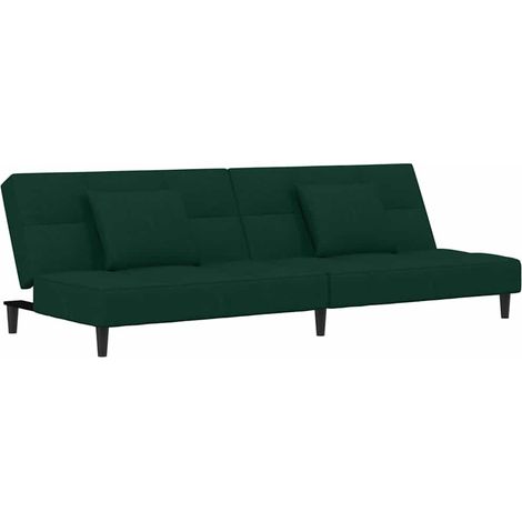 Canapé  Sofa-lit à 2 places avec deux oreillers Vert foncé Velours