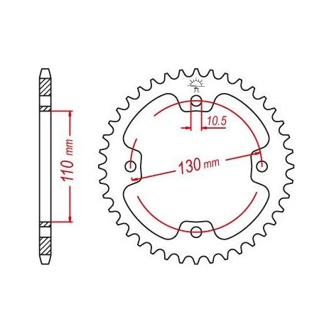 Couronne Acier Kawasaki - 520 - 38 Dents - Similaire JTR1415 - Made in Germany