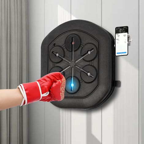 Machine de boxe musicale, montage mural sans clous/EVA, appareils d'entraînement de boxe avec capteur Bluetooth et gants de boxe, deux modes de boxe (1/5)