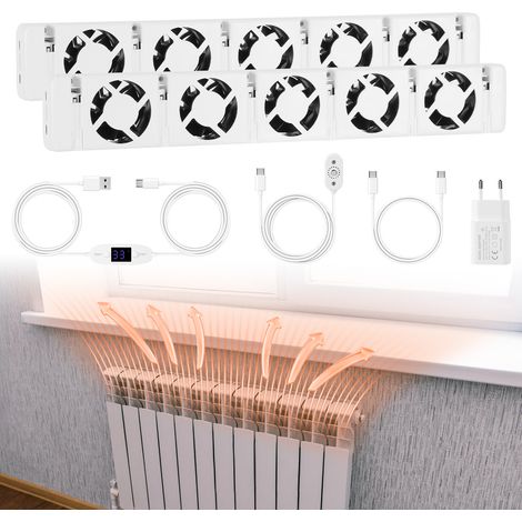 Jiubiaz Amplificador de calefacción, juego doble Cinco orificios de ventilación - Temperatura regulable Adecuado para una longitud de 150-200 cm Ventilador de radiador (1/5)