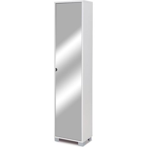 Armadio 1 Anta con Specchio 43x190x29 cm Bianco Fiammato (1/2)