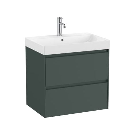 MUEBLE LAVABO DERECHA BLANCO 650X460 ONA STANDARD 2 CAJONES LED VERDE MATE