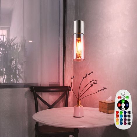 Lampada a sospensione a soffitto dimmerabile soggiorno lampada in vetro TELECOMANDO in un set di lampadine LED RGB (1/5)