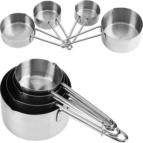 8-teiliges Set Messbecher und -löffel aus Edelstahl für Zucker, Kaffee, Milch – Küchenhelfer und Backutensilien (1/5)
