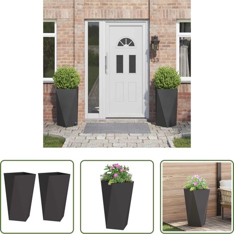Terrassenpflanzer - Pflanzkübel 2 pcs Schwarz 40 x 40 x 75 cm Stahl (1/5)
