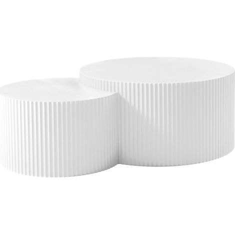 Set de 2 mesas de centro nido redondas de MDF blanco mate (1/5)