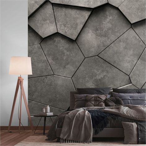 Sfondo fotografico Profhome 399241 Carta da parati TNT goffrata a caldo liscia con aspetto pietra opaca nero antracite grigio 3,71 m x 2,8 m (1/4)