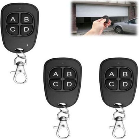 Pair 3 Pièces Telecommande Universelle Portail 433Mhz, Clonage Garage Porte Telecommande Clés à 4 Boutons, Longue Distance Duplicateur Sans Fil Clonage pour Porte Garage Électrique (1/5)