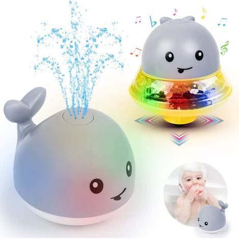 1 jouet de bain baleine, flottant avec jet d'eau et lumière LED, pour piscine intérieure/extérieure, à partir de 3 ans (1/5)