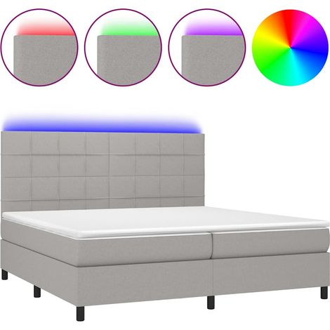 Maison Exclusive - Letto a Molle Materasso e LED Grigio Chiaro 200x200 cm Tessuto (1/5)