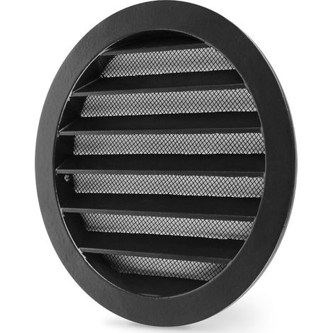 Grille de ventilation ronde, 115 mm, avec moustiquaire en aluminium, adaptée aux camping-cars et aux garages, noire. (1/5)