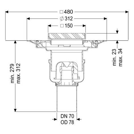 KESSEL 54410.21 Siphon de sol/plafond Ferrofix