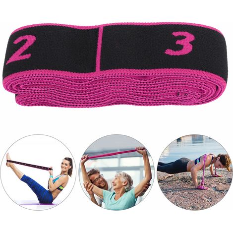 Sangle de résistance élastique pour yoga et fitness, bande d'entraînement en rouge rose (1/4)