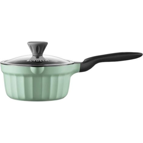 BUYDEEM Pentola smaltata con coperchio in vetro da 1,8 l, modello CP141, colore Cozy Greenish (1/3)