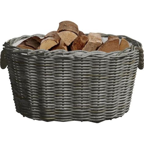 Panier Porte Bûches Gris 60 cm de long Idéal rangement bois de chauffage (1/5)