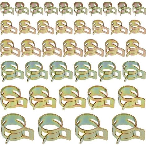 ZOLGINAH 60PCS Clip à Ressort Tuyau Serre-joints à Tuyaux Colliers de Clip à Ressort Tuyau Serrage Ajustable 6 Sortes de Tailles Pour Fixer Tuyaux Souples et Durites