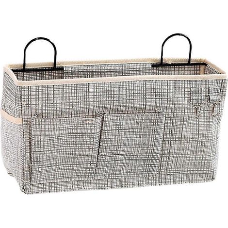 Organisateur mural polyvalent, conception peu encombrante pour chambre, salle de bain, cuisine et bureau, toile résistante avec crochets en fer et revêtement imperméable. (1/4)