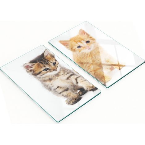 Dekorative Glas-Schneide- und Servierbretter mit Katzenmotiv, 2 x 30 x 52 cm (1/5)