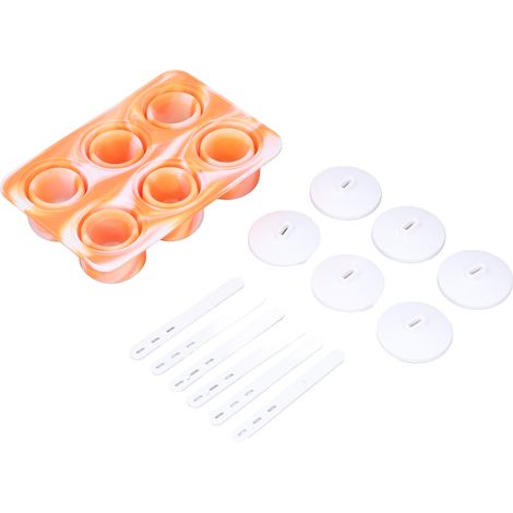 Moule à glace silicone réutilisable 6 cases avec bords anti-fuites pour sorbets maison (1/5)