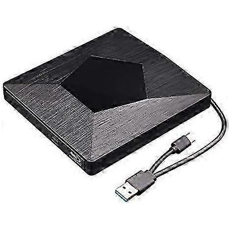 Lecteur Blu-ray 3D externe. lecteur Blu-ray CD/DVD mince avec interface USB 3.0 et Type-C. compatible avec Mac OS. Windows XP/7/8/10 et ordinateurs portables (noir).
