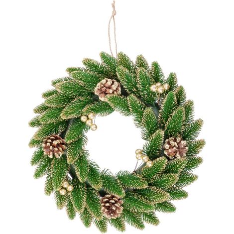 Kranz MagicHome Weihnachten, natur, vergoldet, 33 cm (1/2)