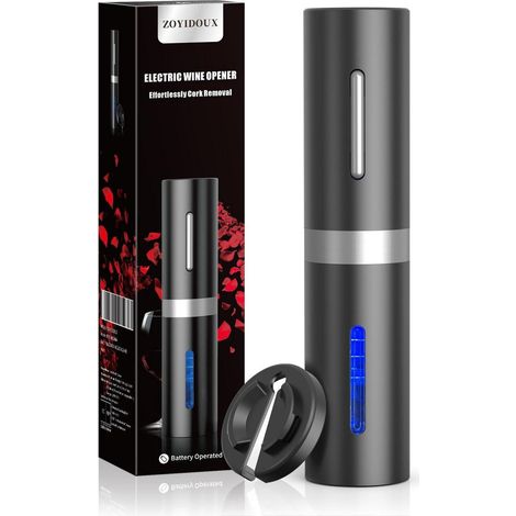 Tire-bouchon électrique avec coupe-capsule, sans fil, à piles, coffret cadeau (1/5)