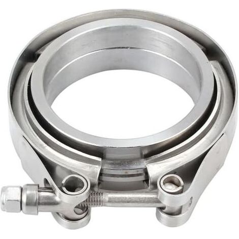 1 kit de serrage en V de 63 mm (2,5") en acier inoxydable avec 2 brides mâles et femelles en V, anneaux de raccordement, anneaux de centrage, système d'échappement turbo, fermeture rapide pour