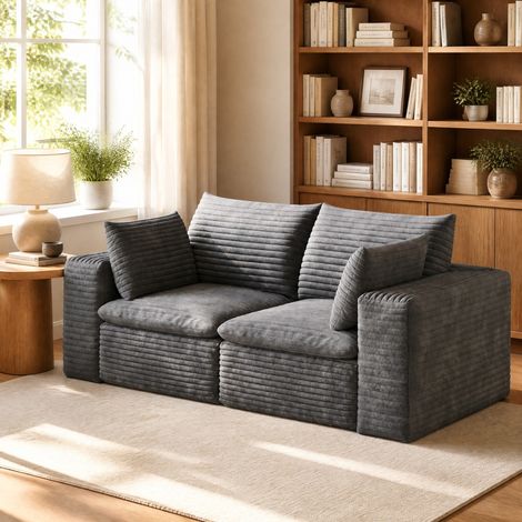 Canapé modulable 180x98x65 cm gris foncé en tissu avec rembourrage amovible (1/5)