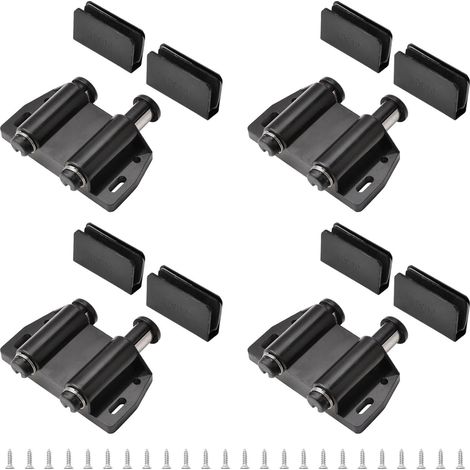 Lot de 4 loquets magnétiques pour porte en verre - Réglable - Sans cadre - Avec pince d'armoire - Convient pour porte en verre oscillante de 3 à 6 mm (blanc) (1/5)