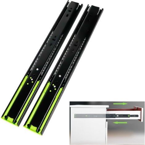 Rails de Tiroir Glissières pour Tiroirs de Acier Inoxydable Coulisse de Tiroir 300mm Coulisse a Bille Glissière à Extension Complète avec Amortisseur. Lot de 2 (1/5)