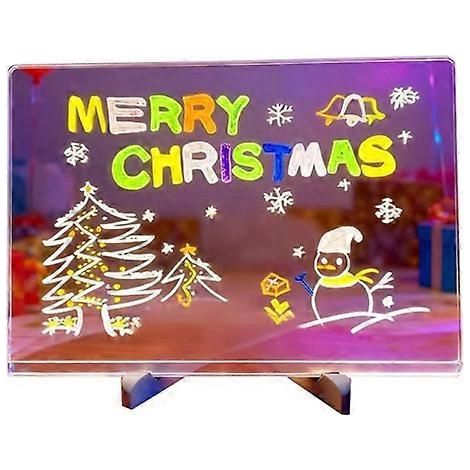 Tableau mémo lumineux avec 7 stylos de couleurs, support réglable et marqueurs lumineux en acrylique. (1/5)