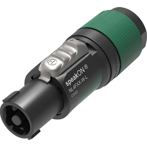 NEUTRIK NL4FXX-W-L FICHE HAUT-PARLEUR MÂLE, DROIT NOMBRE DE PÔLES (NUM): 4 VERT-NOIR 1 PC(S) (1/3)