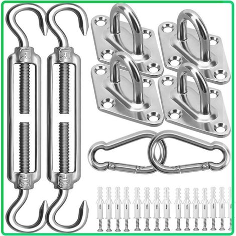 Accessoires pour voile d'ombrage - Kit de fixation pour voile d'ombrage en acier inoxydable 304 de 15,2 cm (6 pouces) - Pour la fixation de voiles d'ombrage rectangulaires et triangulaires sur les ter (1/4)