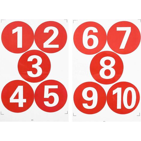 2 feuilles d'autocollants ronds surdimensionnés en PVC avec numéro de série, imperméables-15X15CM-Red