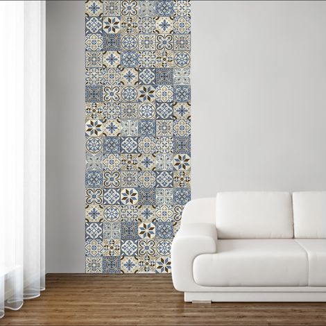 Papier peint intissé décoratif unique, style carreaux de ciment chic, 96 cm X 250 cm, look typique et élégant (1/2)