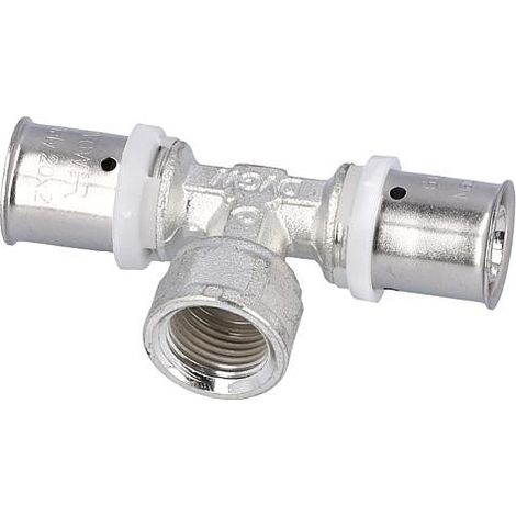 Raccord a sertir pour tube multicouche, piece T femelle, etame, 16x2 - 1/2" - 16x2mm