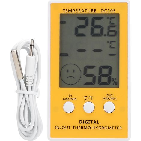 Termometro Igrometro Digitale – Misura Temperatura e Umidità, Memoria Min/Max, Display LCD – ABS Resistente, Design Compatto – Ideale per Casa e Ufficio (1/5)