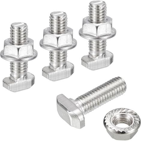 Vis en T avec Boulon M8X25mm et Écrous à Bride Hexagonale M8, 20 Ensembles de Boulons en T à Tête de Marteau et Tige en T pour Profilé en Aluminium de Série 30 (1/5)