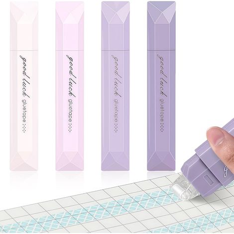 Flintronic 4 Pcs Scotch Double Face, 5M6mm Rouleau de Colle, Colle à Ruban Adhésif, Propre, Portable, Ruban Cadeau Emballage, Roller Colles pour Scrapbooking, Papier Cadeau, Album Photo, École,Bureau (1/5)