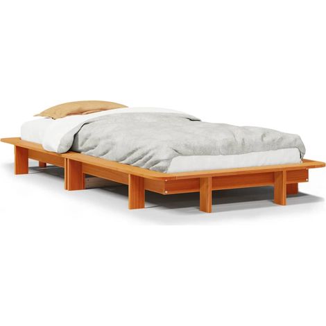 Lit simple Lit adulte Cadre de lit sans matelas cire marron 90x190 cm bois pin massif (1/5)